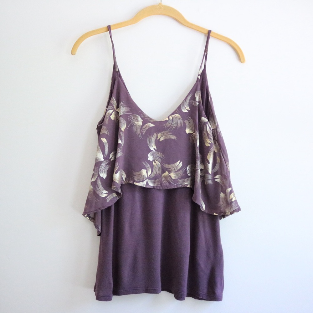 Purple and Gold Flowy Layered Tank Top